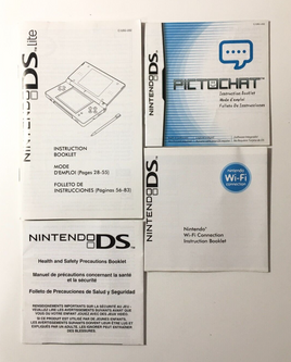 Nintendo DS Lite Console Instruction, Pictochat, Precautions & Wi-Fi Manuals