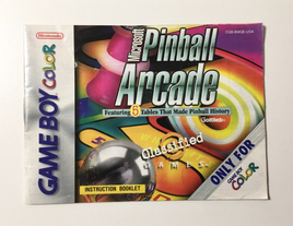 Microsoft Pinball Arcade (Nintendo GameBoy Color, 2001) Manual Booklet Only