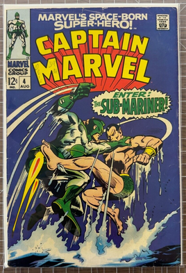 CAPTAIN MARVEL Comic #4 1968 Roy Thomas Gene Colan Sub-Mariner 3.0-4.0