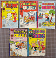 Bulk Lot Of 5 Harvey World Comics Reader Grade 3.0-5.0 Richie Rich, Casper