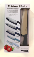 Cuisinart Basics 10 Piece Knife Set Stainless Steel Soft Touch Handles - New