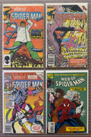 Lot of 4 Spider-Man Marvel Comic Books Web of Spiderman 4.0-7.0 condition 1985