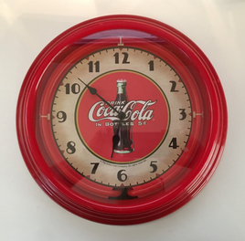 Coca-Cola Neon Clock 14” (Red) w/ Light - No Power Supply - Clock Not Working