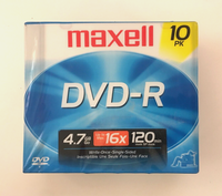 Maxell DVD-R 10pk 4.7GB 16x 120 min DVDR 10 Pack - New Sealed - US Seller