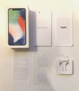 Box Only - iPhone X 64GB Silver - No Phone or Accessories, W/ 2X Apple Stickers