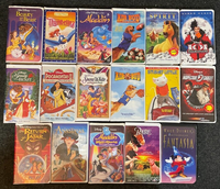 17 Unique VHS Misc Tapes Disney, WB Family Kids Aladdin Fantasia Pocahontas