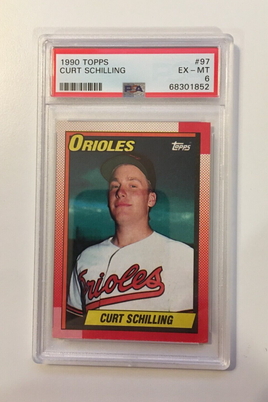 1990 Topps #97 Curt Schilling Baltimore Orioles Baseball Card PSA 6 EX-MT [1852]