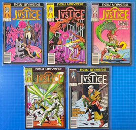Lot of 9 Marvel New Universe Justice Comic Books Comics 1986 F-VF+ Jvstice