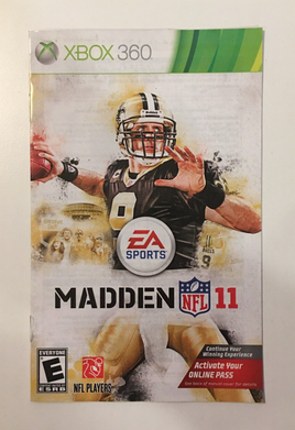 Madden NFL 11 (Microsoft Xbox 360, 2010) EA Sports - Manual Only - US Seller