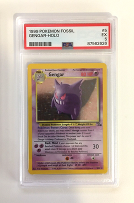 Graded PSA 5 EX (Excellent) Gengar Holo 5/62 Unlimited - 1999 Pokemon Fossil TCG